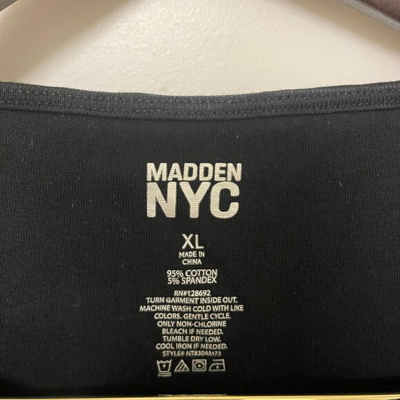 Madden NYC Women's Top Sleeveless Tshirt Black Tank Size XL - Picture 4 of 6